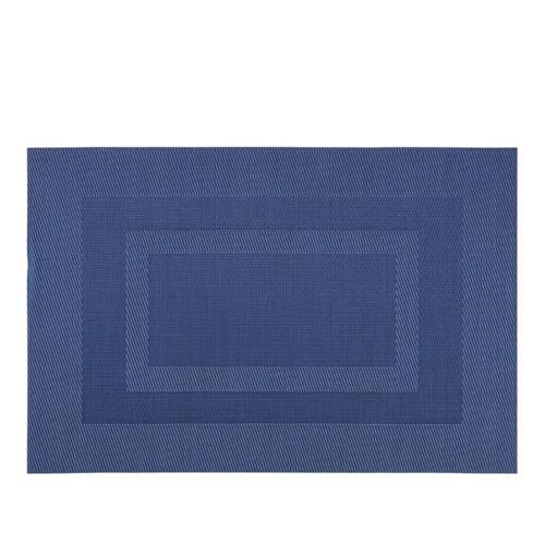 Set de table rectangulaire PVC tissé plusieurs treillis lavable bleu