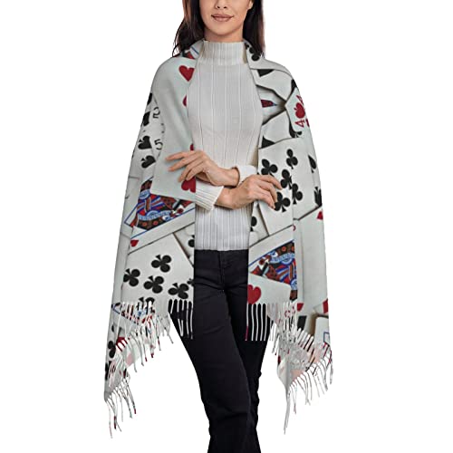Mvirnsw Playing Cards Poker Games Queen King Scarf Fashion Soft Fall Winter Scarves Fringe Warm Shawl Wraps For Women Girls Gifts3