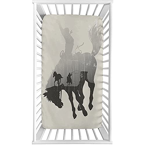 Western Cowboy Changing Pad Cover Crib Sheets, Microfiber Toddler Mattress Sheets, Western Nursery Decor Fitted Baby Sheet ,Fits Boys Baby Sheet All Standard Cribs Soft And Comfy 28"X 52"X 8'' #TOP1