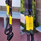 Helius Bodyweight Fitness Resistance Kit Extension Strap for Door Pull Up Bar, Powerlifting Strength Workout Kit Straps Exercise Full-Body Workout Equipment for Complete Body Core (Black & Yellow)