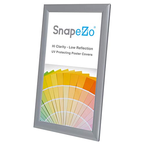 image for SnapeZo Poster Frame 7x14 Inches, Silver 1 Inch Aluminum Profile, Fron