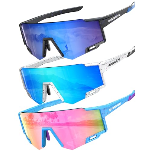 OUTDOORKING 3 Pack Kids Sunglasses for Boys Girls Ages 4-16 Youth Baseball Sunglasses UV400 Lightweight Durable Sports
