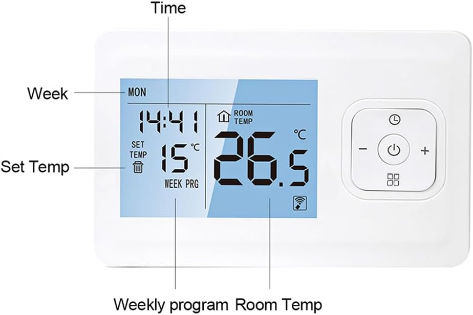 Labeled display of the Generic Wi-Fi Smart Thermostat