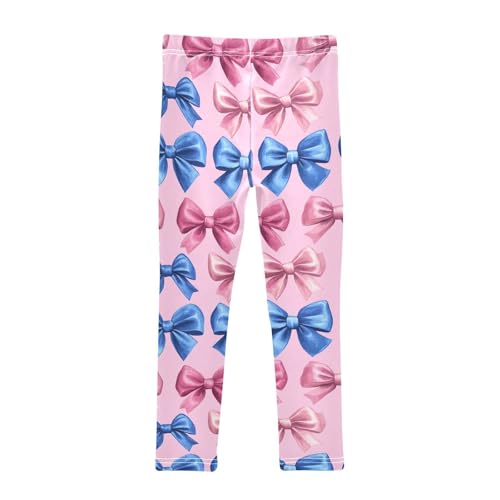 Girls Leggings Blue Bows Pink Soft Toddler Leggings for Girls Kids Pants Size 4T-10T2