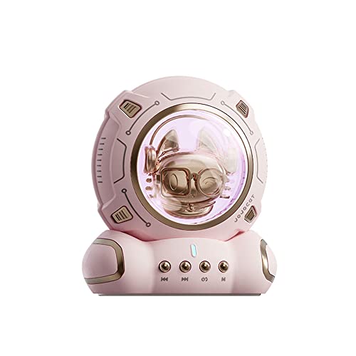 Relogeuhr Enceinte Bluetooth Portable sans Fils,Astronaute Haut Parleur Domestique sans Fil BT 5.0 Appel Mains Libres Autonomie Élevée de la Batterie,Convient pour Les Fêtes/Voyages/Extérieurs (Rose) Cover
