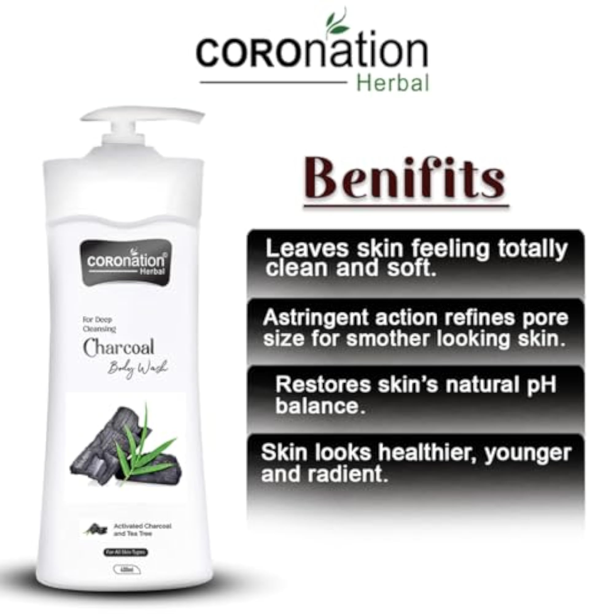 Activated Charcoal Body Wash For Men & Women