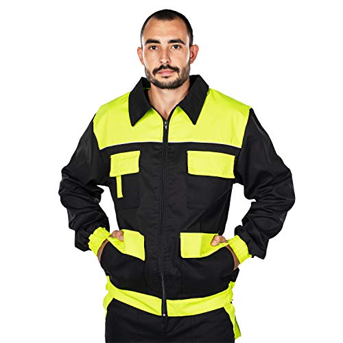 Mazalat Werkjas voor mannen, multifunctionele,beschermende jas met veel zakken, werkjassen heren, jas met borstzak heren, reflecterende, kwaliteitsjas, werkkleding