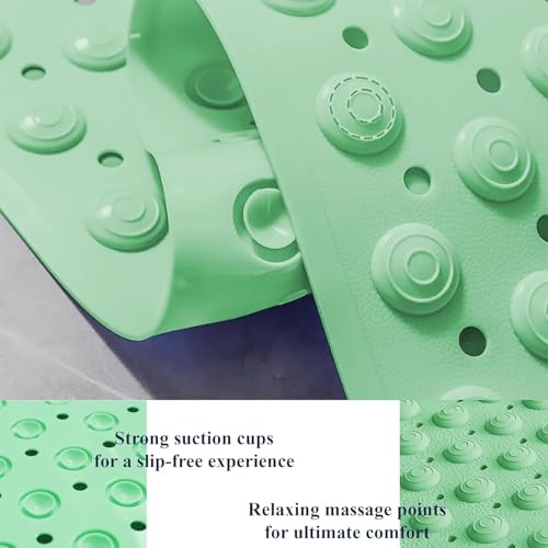 Image of Charge -X Anti Slip Bath Mat with Foot Scrubber for Bathroom | 2-in-1 Silicone Shower Mat with Suction Cups & Drainage Holes | Deep Cleaning Foot Scrubber Massage Mat (70 x 35 cm) Green