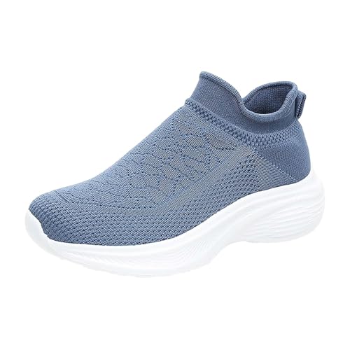 Zapatillas de deporte para mujer con relleno para exteriores, transpirables, deportivas, de malla, antideslizantes, para gimnasio, informales, anchas, ligeras, cómodas, para caminar, azul, 37 EU