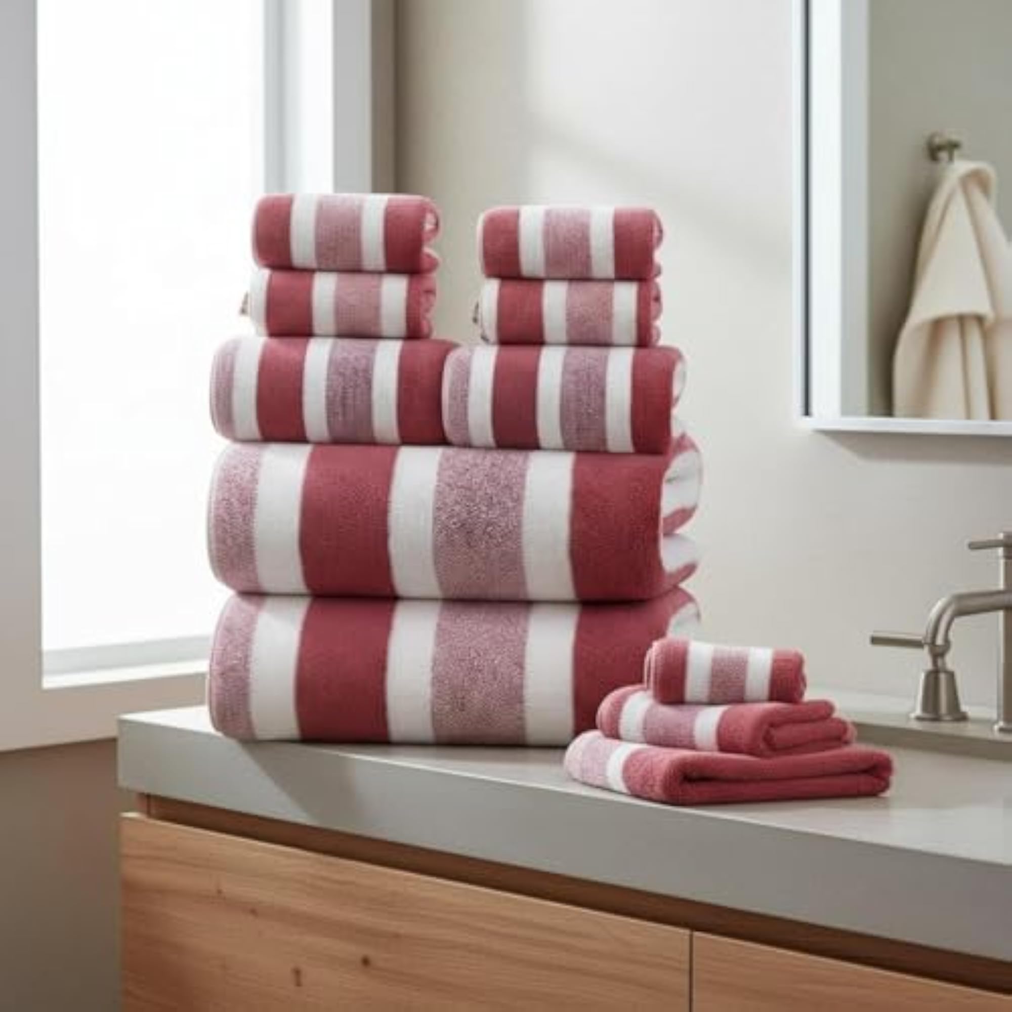 8 Pieces Thickened Bathroom Towel Set, Peacock Green