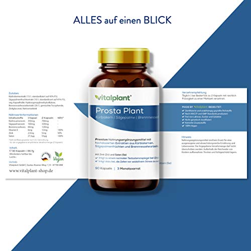 Vitalplant® Prosta Plant Kapseln im Braunglas | einzigartige Zusammensetzung aus Kürbiskernextrakt, Sägepalmenextrakt, Brennnesselwurzel – Bild 6