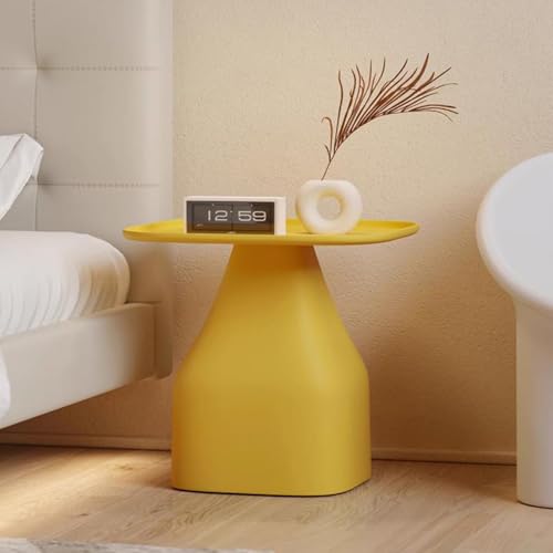 Mesa auxiliar redonda JATIBOSH pequeña amarilla de 48 cm para dormitorio 8