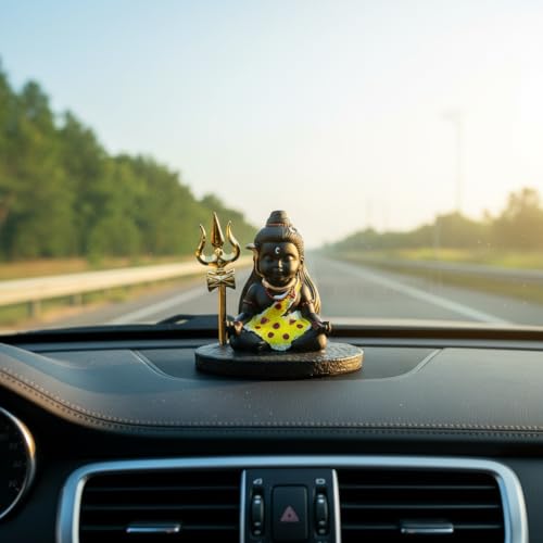 Image of HindCraft Bal Shiva Idol for Home Decor | Meditating Mahadev Statue with Trishul for Puja Room, Temple & Spiritual Gift