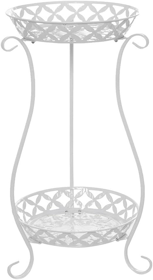 2 Tier Iron Plant Stand Display Rack Shelf Holder Home Outdoor Yard Garden Patio Balcony(Onecolor)