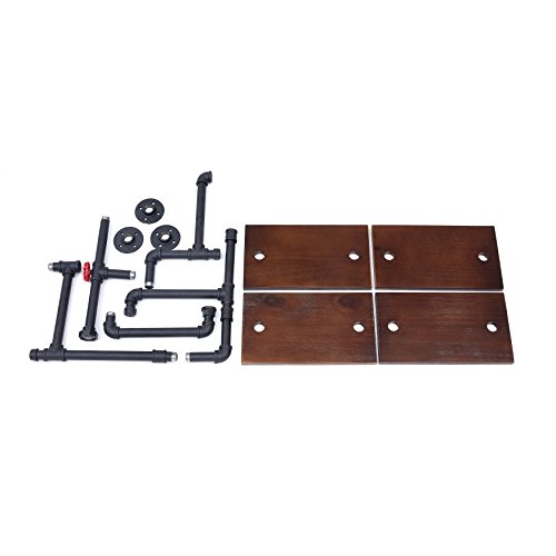 Danya B. 4-Tier Floating Corner Or Straight Floating Industrial Rustic Pipe Shelves – Wall Mount