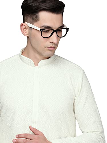 Image of Manyavar Men's Chikankari Sequin Work Kurta Set (2pcs)