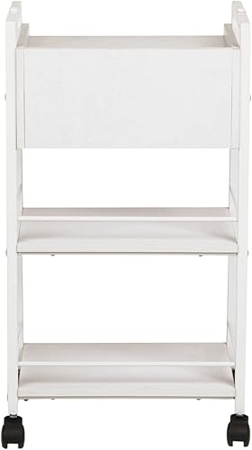 Miniatura 9 de Buy-Rite Jenny Salon Trolley Carrito de 3 niveles para spas, esteticistas y salones, organizador de madera blanca con cajón, estantes abiertos,