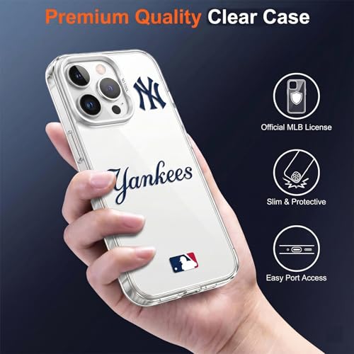 Coque iPhone 15 Pro NY Yankees MLB protection antichoc argent