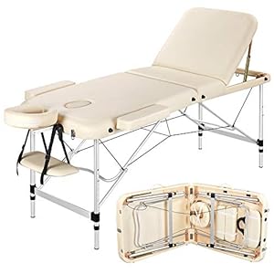 Yaheetech Massageliege Klappbar Therapieliege Massagebett Massagetisch 3 Zonen Ergonomischer Massagebank mit Kopfstütze und Tragetasche 213 x 70 cm, Beige