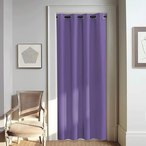 NICETOWN Door Curtain for Closet Doors 80 Inches Long 1 Panel, Blackout Doorway Curtain for Open Closet Bedroom, Room Divider Living Room for Privacy (Lilac Purple, 1 Panel, 46W x 80L)