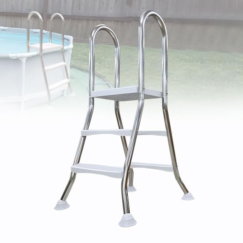 Escalera para piscina elevada 2 pasos acero inoxidable antideslizante miniatura 1