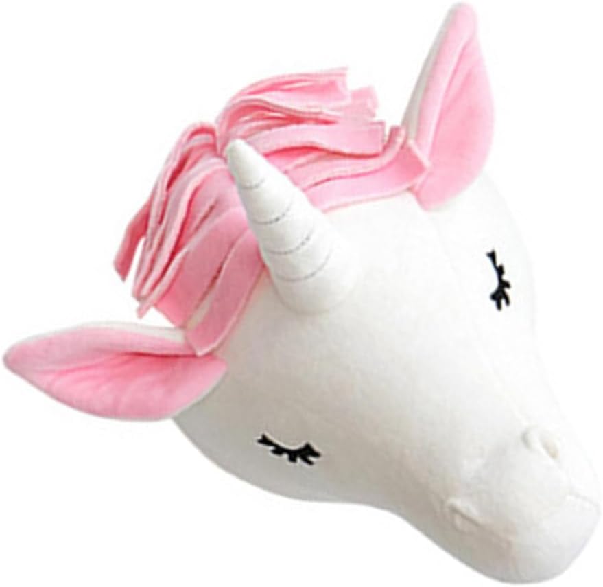 ARTIBETTER 1pc Unicorn Wall Hanging Farmhouse Wall Sculpture Household Pendant Head Mount Unicorn Figurines Lovely Pendant Room Decoration Head Statue Crystal Velvet Child Animal Bracket