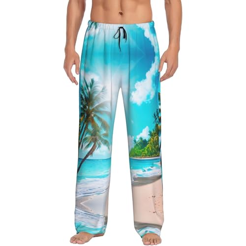 Pantalon de pyjama imprimé océan avec poches latérales et ceinture extensible confortable