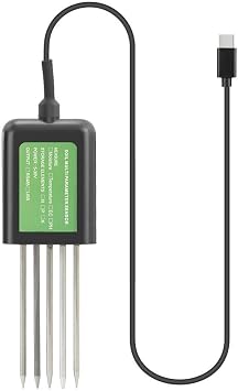 USB Soil Sensor 7-in-1 Tester for Moisture, Soil Analysis Tool, Temperature, PH & NPK Nutrients - IP68 Digital Meter for Agriculture, Gardening, Research Agriculture, Flower Cultivation