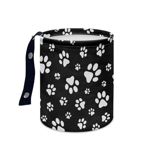 Image of Car Trash Can, Black White Dog Paw Trash Bag, Hanging Car Organizer and Storage Bag, Universal Fit for Front Seat, Back Seat, Floor, Headrest