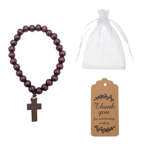 LAOYEFACAI Cruz de Madera Rosario Católico Con Bolsa de Hilo Regalos Primera Comunión Niñas Decoración Bautizo Crucifijo Regalos Para Comunión Niño Cruces Modernas (2)