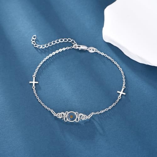Image of AOBOCO Mustard Seed Bracelet 925 Sterling Silver Cross Bracelets Christian Faith Jewelry Gift for Women