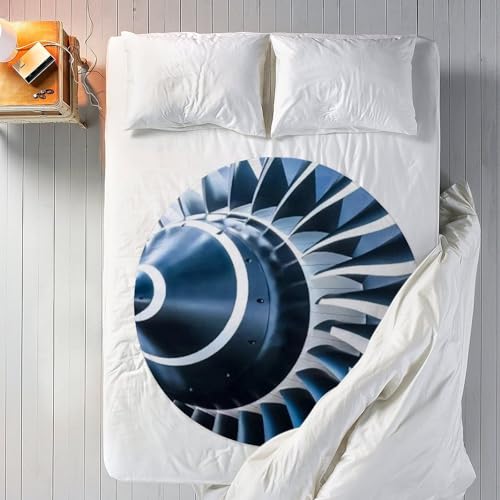 Couverture ronde flanelle 140 cm imprimé Jet Engine pour canapé et camping - 7