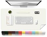 BLESWIN Tappetino in Pelle per Scrivania, Tappetino Impermeabile per Computer, Tappetino per Laptop, Tappetino per Ufficio Facile da Pulire, Tappetino per Scrivania Grande (Bianco, 80x40cm)