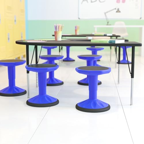 Image of Flash Furniture Carter Adjustable Height Active Learning Stool for Classrooms, Backless Wobble Stool with 360-Degree Swivel, 14 inch - 18 inch H, Blue