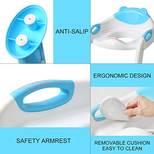 Potty Training Seat Step Stool Ladder Toddlers,Potty Training Toilet Seat Kids,Toilet Training Potty Chair for Boys Girls (Sky Blue)
