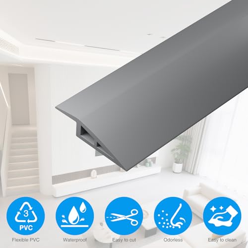 KINGHON Übergangsprofil Selbstklebend, PVC Übergangsprofil Höhenausgleich, 5CM*1M Übergangsleiste Boden(Geeignete Höhe 5-10mm), Türleisten Boden Für Teppich Boden