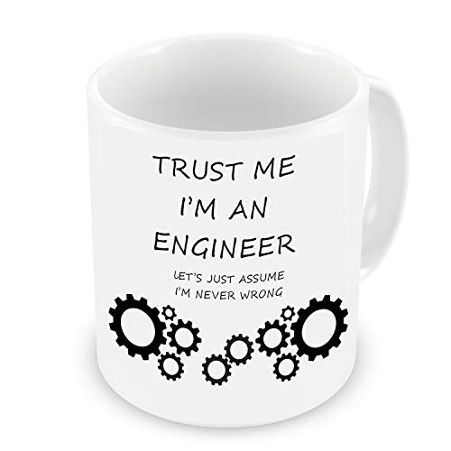 GrassVillage Trust Me I'm an Engineer Lets Just Assume I'm Never Wrong Mug, Xmas Ceramic Mug, Cup, White, Funny, Sarcasm Mug 11oz …