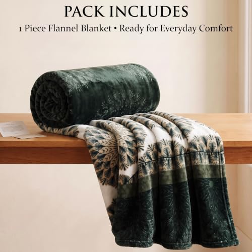 Image of VAS COLLECTIONS 280 GSM Flannel Blanket for Single Bed, Ultra Soft Plush Fleece Blanket, Warm & Cozy Winter Blanket, Breathable AC Blanket, for Home & Travel, 220 x 150 cm - Emerald Green