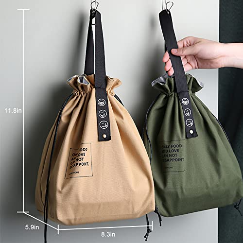 Sdncye Canvas Drawstring Lunch Bag Reusable Lunch Bag Large Foldable Portable Insulated Handbag Tote Bag For Adult Women And Men Work Picnic Or Travel(Yellow) #TOP5