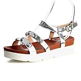Supérieur: Autre Matériel topschuhe24 763 Femmes Sandales Sandalettes, Pointure:39 EU, Couleur:Argent