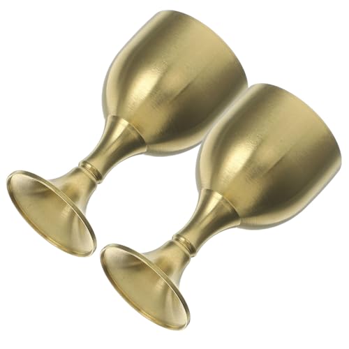 TOYANDONA 2 pezzi Calice in Lega di Rame Antico Coppa da Offerta Multifunzionale con Piede Tazza Sacrificale Decorativa per Uso Domestico e Tempio Finitura Liscia e Sicura Altezza