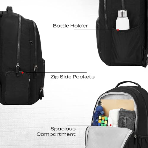 Image of Safari Jet 25L Laptop Backpack, School Bag for Boys and Girls, College Bag, Office Bag, Travel Bag for Men and Women, 2 Compartments, Organiser, Bottle Holder, Front Pocket for Chargers, Black