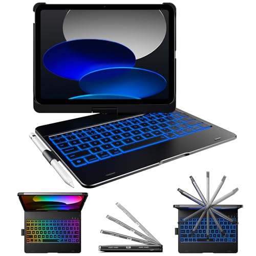 Image of typecase Flexbook Trackpad-Free Keyboard Case for iPad A16 11th /10th Gen | 360 Rotating, 11-Color Backlit Keys, Pencil Holder; Fits iPad A16 11″ (2025) & 10th Gen 10.9″ (2022), Black