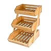 VIKEYHOME Fruit Basket, Bamboo Fruit Bowl, 3 Tier Fruit Basket for Kitchen, Fruit Stand Storage Holder, Heavy Duty/Multipurpose/Large Capacity for Fruit, Vegetables and Bread Countertop Organizer