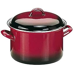 Cacerolas Rojas Antiguas IBILI Cacerola Volcán con tapa 24 cm fabricada en acero esmaltado, rojo/negro