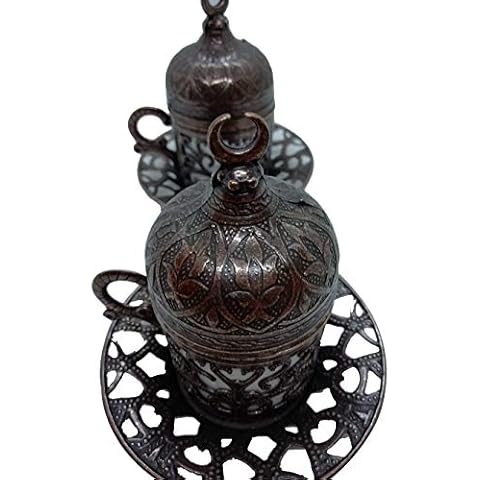 2 Units Turkish Coffee Cups With Its Lids and Saucers Cover