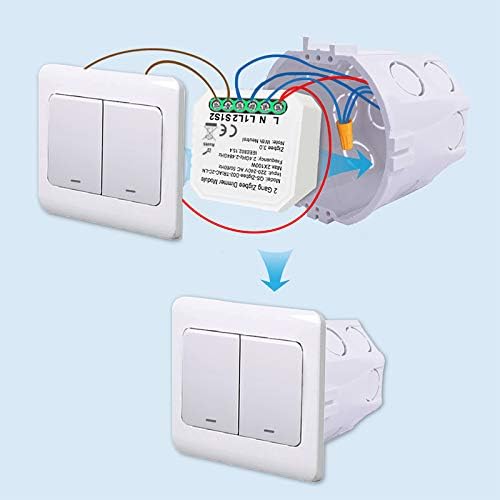 Zigbee Switches and Dimmers module, trailing edge dimmer and remote control for dimmable LED and halogen lampsCompatible with Tuya hub and Philips Hue, Alexa/Google Assistant (1gang-2Pack)