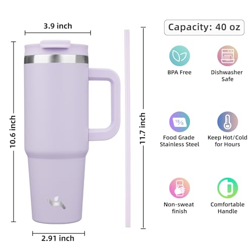 Image of Konokyo 40 oz Insulated Tumbler Water Bottle with Handle, Straw Lid