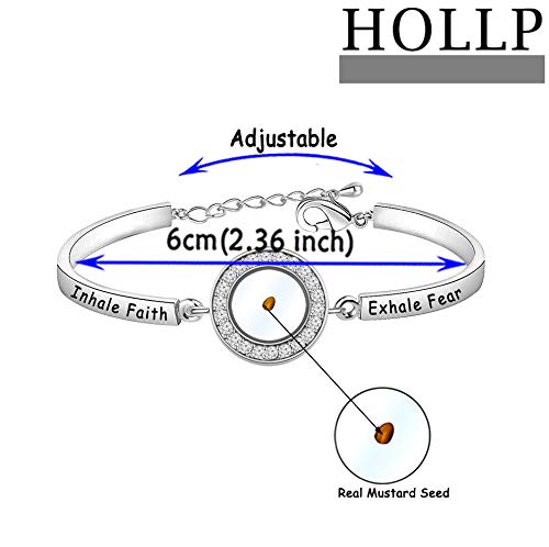 Image of HOLLP Faith Jewelry Religious Bracelet Inhale Faith Exhale Fear Mustard Seed Bracelet Christian Gift (Bracelet -S)
