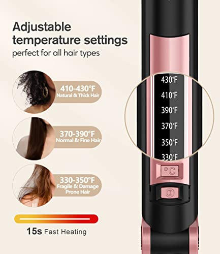 Deogra Flat Iron For African American Hair, Silk Press Flat Irons, Ceramic Tourmaline Ionic Flat Iron Hair Straightener With Keratin & Argan Oil Infused Plates, 1 Inch 430℉ Curling Flat Iron #TOP3